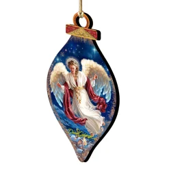 Designocracy Angels & Cherubs>Set Of 2 Lovely Angel Wooden Christmas Ornaments 5.5"