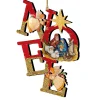 Designocracy Angels & Cherubs>Set Of 2 Magnificent Nativity "Noel" Wooden Christmas Ornaments 5.5"