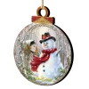 Designocracy Snowmen>Set Of 2 Mailman Snowman Wooden Christmas Ornaments 5.5"