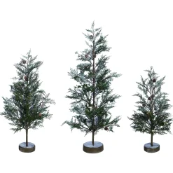 Contemporary Home Living 3 And 3.5 Feet Tall>Set Of 3 Medium Artificial Christmas Tree, Unlit, 3"