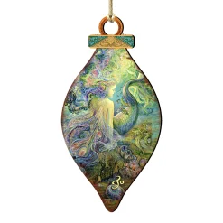 Designocracy Fantasy & Sci Fi>Set Of 2 Mermaid Fairy In The Sea Wooden Christmas Ornaments 5.5"