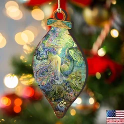 Designocracy Fantasy & Sci Fi>Set Of 2 Mermaid Fairy In The Sea Wooden Christmas Ornaments 5.5"