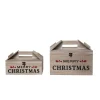 Decoration Storage*Contemporary Home Living Set Of 2 Merry Christmas Wooden Takeout Box Decorations 13.5"