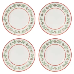 Serving Pieces*Melrose Set Of 4 Mistletoe Christmas Serving Plates 8.75"