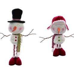 Plush Figures*Contemporary Home Living Set Of 2 Multicolor Fabric Christmas Plush Telescoping Merry Snowman 40"