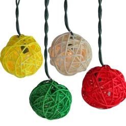 PENN Set Of 10 Multi-Colored Clear Ball Party Lights - 3Ft White Wire