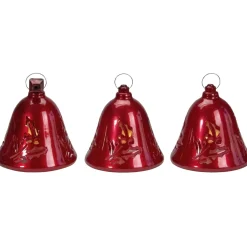 Table Top Pieces*Northlight Set Of 3 Musical Lighted Red Bells Christmas Decorations, 6.5