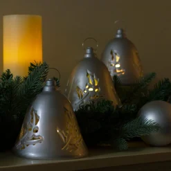 Table Top Pieces*Northlight Set Of 3 Musical Lighted Silver Bells Christmas Decorations, 6.5"