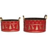 Decoration Storage*Contemporary Home Living Set Of 2 Nested Bucket Christmas Decorations 14.75"