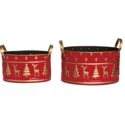 Decoration Storage*Contemporary Home Living Set Of 2 Nested Bucket Christmas Decorations 14.75"
