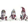 Plush Figures*Contemporary Home Living Set Of 3 Nordic Sitting Snowman Plush Christmas Figurines 14"