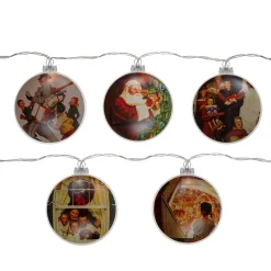 Northlight Set Of 5 Norman Rockwell Glass Christmas Disc Lights