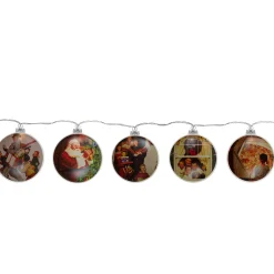 Northlight Set Of 5 Norman Rockwell Glass Christmas Disc Lights
