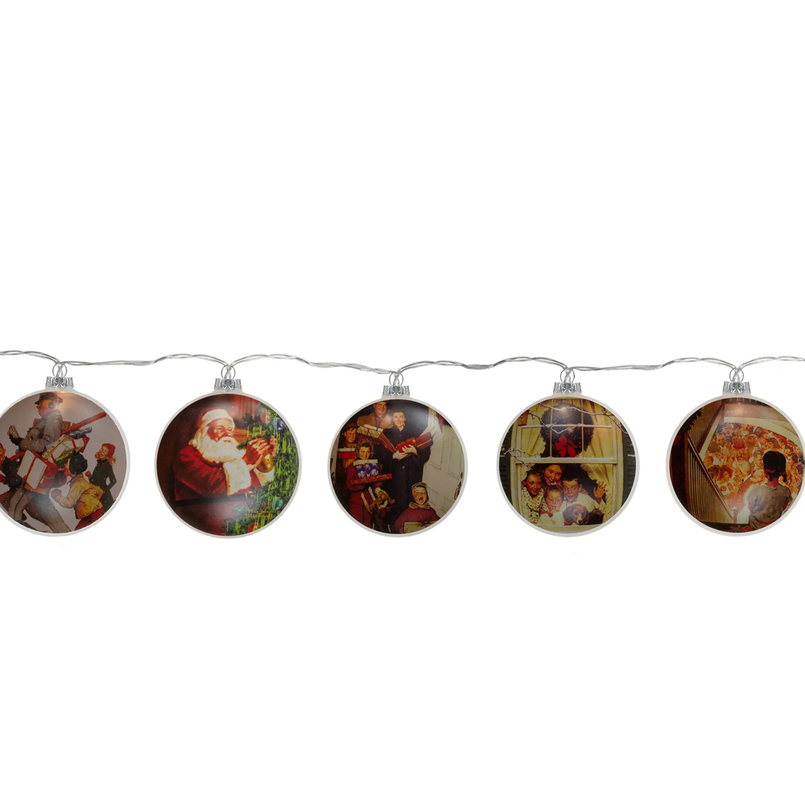 Northlight Set Of 5 Norman Rockwell Glass Christmas Disc Lights