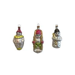 Alexander Taron Snowmen>Set Of 3 Nostalgie Figures Glass Christmas Ornaments 4.5"