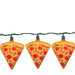 Kurt Adler Set Of 10 Orange And Red Pizza Slice Garden Patio Christmas Lights - 10' Green Wire