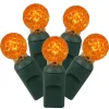 Vickerman Set Of 100 Orange Led G12 Berry Christmas Lights 4" Spacing - Green Wire