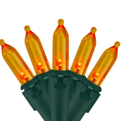 Northlight Set Of 50 Orange Led Mini Christmas Lights 4" Spacing - Green Wire