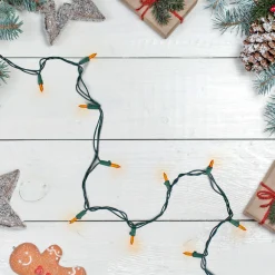 Northlight Set Of 50 Orange Led Mini Christmas Lights 4" Spacing - Green Wire