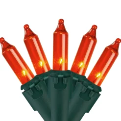 Northlight Set Of 35 Orange Mini Christmas Lights 2.5" Spacing - Green Wire