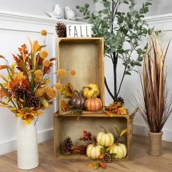 Northlight Set Of 3 Orange, Yellow And Brown Crackle Finish Fall Harvest Pumpkins 4