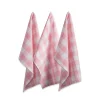 Contemporary Home Living Set Of 3 Pale Pink And White Buffalo Checkered Rectangular Dishtowels 30"