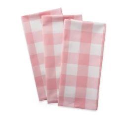 Contemporary Home Living Set Of 3 Pale Pink And White Buffalo Checkered Rectangular Dishtowels 30