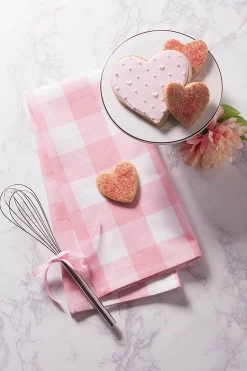 Contemporary Home Living Set Of 3 Pale Pink And White Buffalo Checkered Rectangular Dishtowels 30