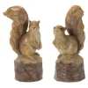 Melrose Set Of 2 Perched Squirrel On Tree Stump Fall Harvest Tabletop Figures 13"