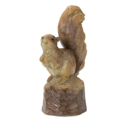 Melrose Set Of 2 Perched Squirrel On Tree Stump Fall Harvest Tabletop Figures 13"