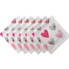 Contemporary Home Living Set Of 6 Pink And White Hearts Collage Square Napkins 20"