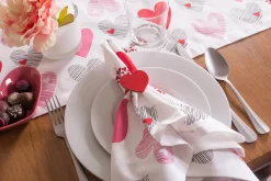 Contemporary Home Living Set Of 6 Pink And White Hearts Collage Square Napkins 20"