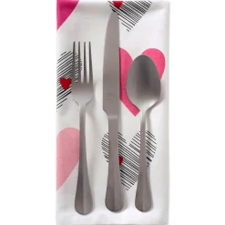 Contemporary Home Living Set Of 6 Pink And White Hearts Collage Square Napkins 20