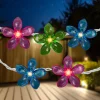 Northlight Set Of 10 Pink, Blue And Green Flower Patio And Garden Novelty Lights 2.5