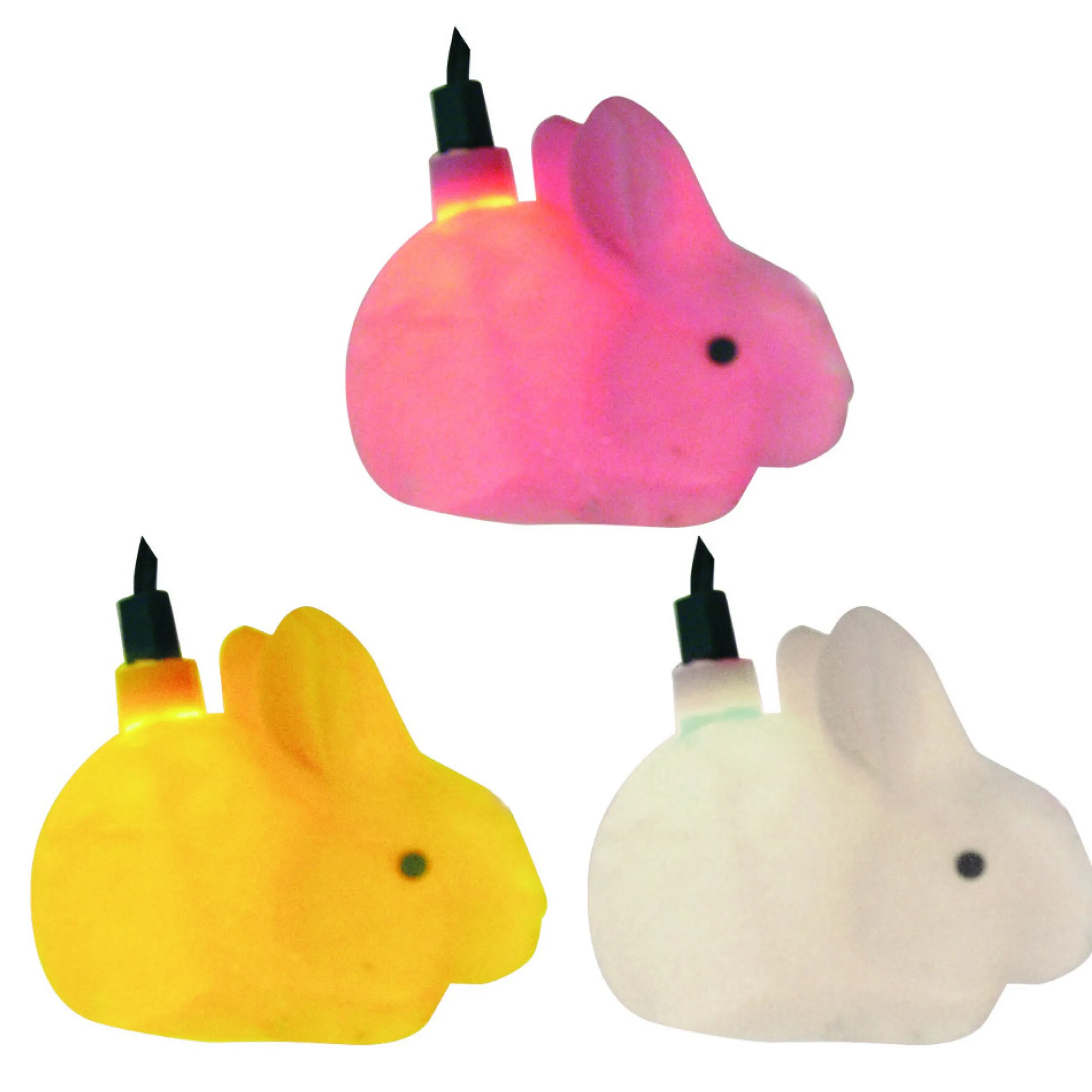Brite Star Set Of 10 Pink, Multi Colored Easter Bunny Novelty Christmas Lights,11Ft White Wire