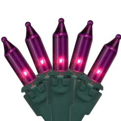 Vickerman Set Of 100 Pink-Purple Mini Christmas Lights - Green Wire