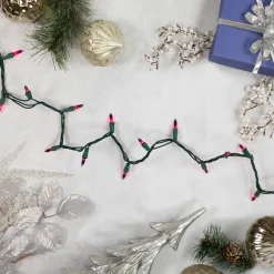 Vickerman Set Of 100 Pink-Purple Mini Christmas Lights - Green Wire