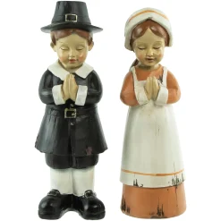 Northlight Set Of 2 Praying Pilgrim Children Fall Harvest Figures 9"