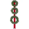 Specialty Wreaths*Northlight Set Of 3 Pre-Lit B/O Flocked Wreaths On Red Ribbon Christmas Decoration, 6.5'