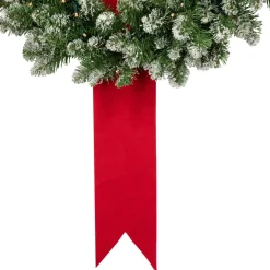 Specialty Wreaths*Northlight Set Of 3 Pre-Lit B/O Flocked Wreaths On Red Ribbon Christmas Decoration, 6.5'