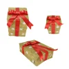 Outdoor Decorations*Northlight Set Of 3 Pre-Lit Gold And Red Snowflake Gift Box Outdoor Christmas Yard Art Decor 13"