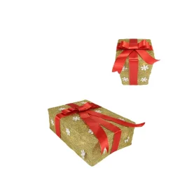 Outdoor Decorations*Northlight Set Of 3 Pre-Lit Gold And Red Snowflake Gift Box Outdoor Christmas Yard Art Decor 13