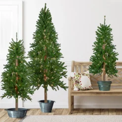 Northlight 4 And 4.5 Feet Tall>Set Of 3 Pre-Lit Slim Alpine Artificial Christmas Trees 6' - Clear Lights