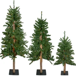 Northlight 3 And 3.5 Feet Tall>Set Of 3 Pre-Lit Slim Alpine Artificial Christmas Trees 5' - Multicolor Lights