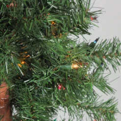 Northlight 3 And 3.5 Feet Tall>Set Of 3 Pre-Lit Slim Woodland Alpine Artificial Christmas Trees 5' - Multicolor Lights