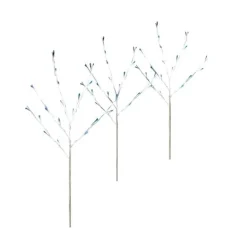 Brite Star 2.5 Feet Tall And Smaller>Set Of 3 Pre-Lit White Christmas Twig Tree Path Markers 30" - Twinkling Blue Led Mini Lights