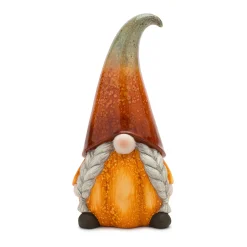 Melrose Set Of 2 Pumpkin Gnome Fall Harvest Tabletop Decor 11.5