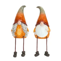 Melrose Set Of 2 Pumpkin Gnome With Dangle Legs Fall Harvest Tabletop Decor 8"