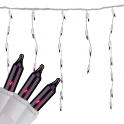 Brite Star Set Of 100 Purple Mini Icicle Christmas Lights - 7.8Ft White Wire