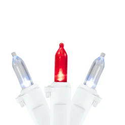 Northlight Set Of 50 Red & Pure White Led Mini Christmas Lights 4" Spacing - White Wire